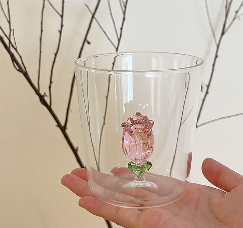 rosebud figurine glass cup coquette aesthetic accessories roomtery