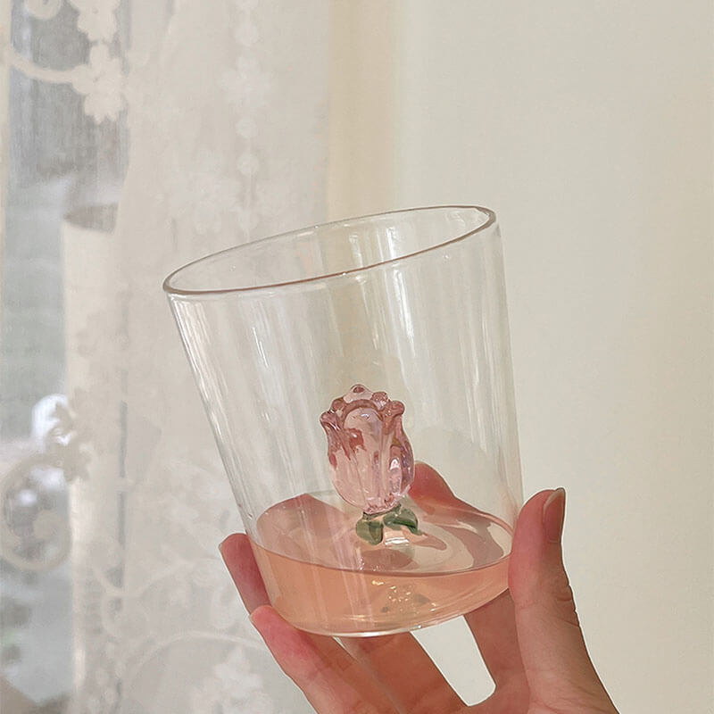 rosebud figurine glass cup coquette aesthetic accessories roomtery