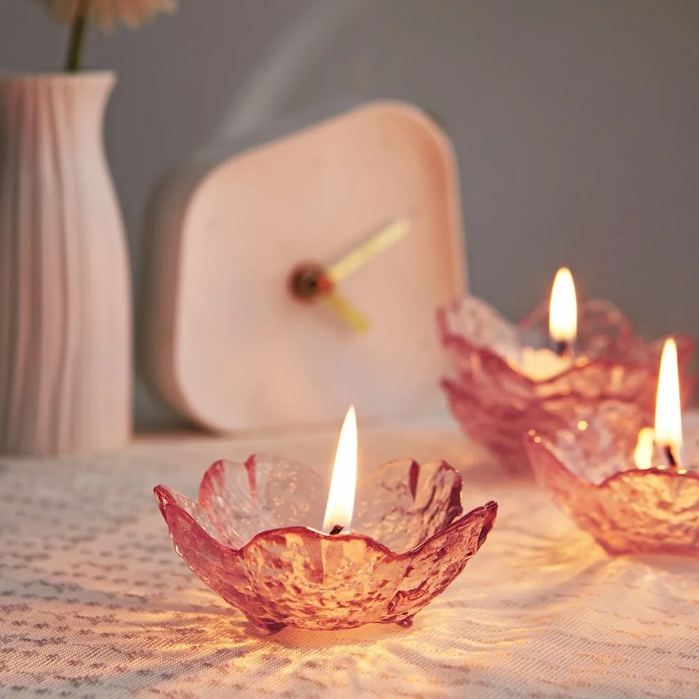 coquette aesthetic pink flower shaped tealight candle holder roomtery aesthetic room decor