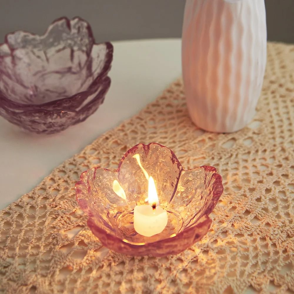 coquette aesthetic pink flower shaped tealight candle holder roomtery aesthetic room decor