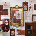 coquette aesthetic vintage red roses print wall collage postcards roomtery