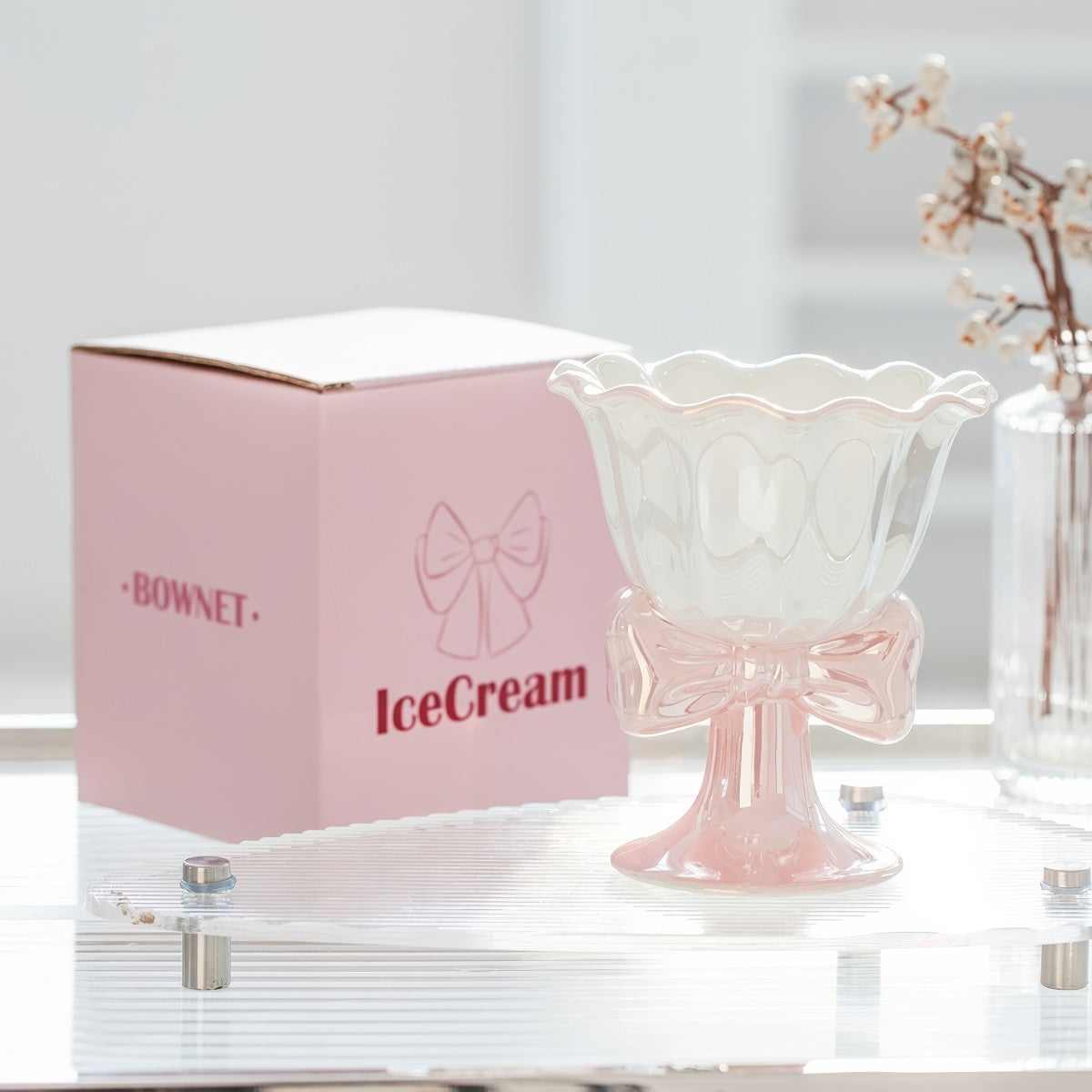 coquette mug, bow mug, ice cream cup, ceramic dessert cup, pastel kitchenware, coquette aesthetic, cute mug, girly ice cream cup, scalloped rim cup, romantic tableware