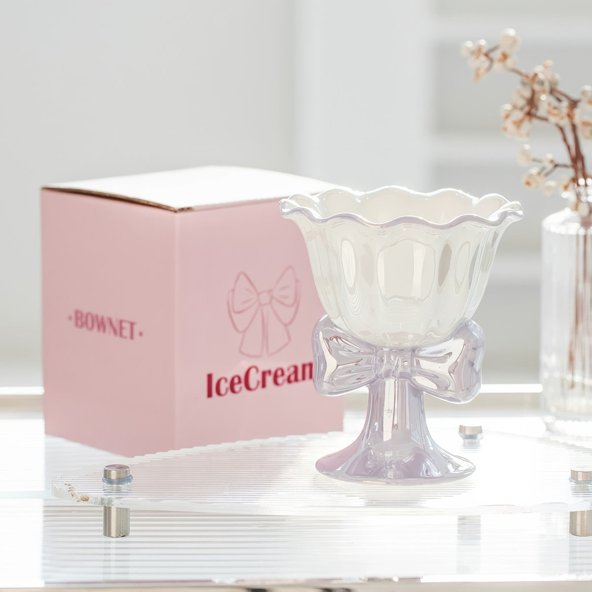 coquette mug, bow mug, ice cream cup, ceramic dessert cup, pastel kitchenware, coquette aesthetic, cute mug, girly ice cream cup, scalloped rim cup, romantic tableware