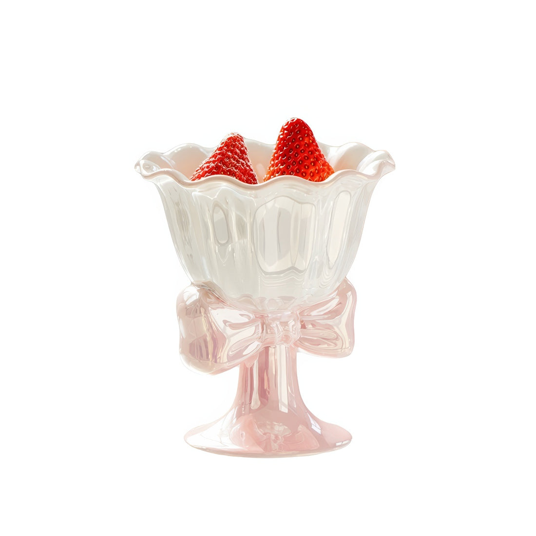 coquette mug, bow mug, ice cream cup, ceramic dessert cup, pastel kitchenware, coquette aesthetic, cute mug, girly ice cream cup, scalloped rim cup, romantic tableware