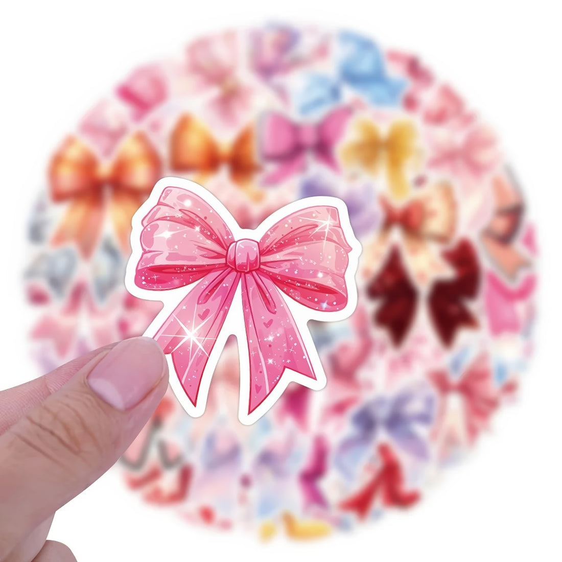 Collection of colorful coquette aesthetic bow-shaped stickers 