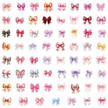 Collection of colorful coquette aesthetic bow-shaped stickers 