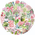 coquette aesthetic pink and sage green spring themed sticker pack