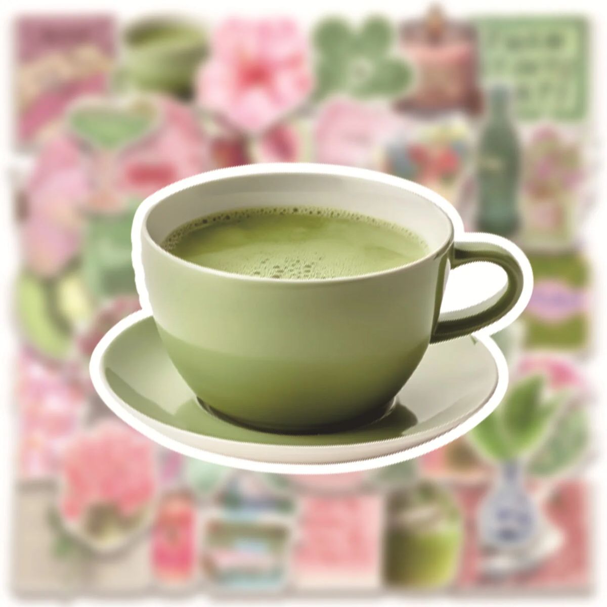 coquette aesthetic pink and sage green spring themed sticker pack