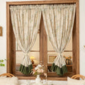 cottagecore aesthetic green floral garden print draped curatins 