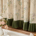 cottagecore aesthetic green floral garden print draped curatins 