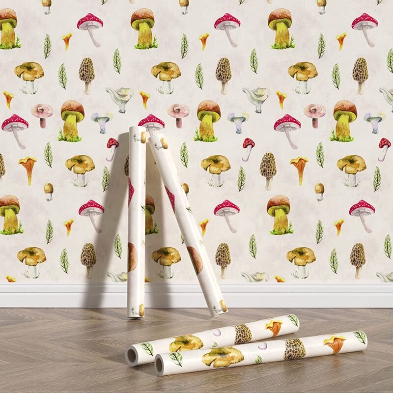 cottagecore aesthetic vintage mushroom print peel and stick wallpaper self adhesive wall stickers roomtery