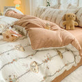 cottagecore aesthetic bedding duvet cover set in light brown shades with floral print