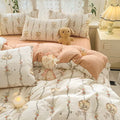 cottagecore aesthetic bedding duvet cover set in light brown shades with floral print