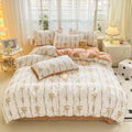 cottagecore aesthetic bedding duvet cover set in light brown shades with floral print