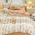 cottagecore aesthetic bedding duvet cover set in light brown shades with floral print
