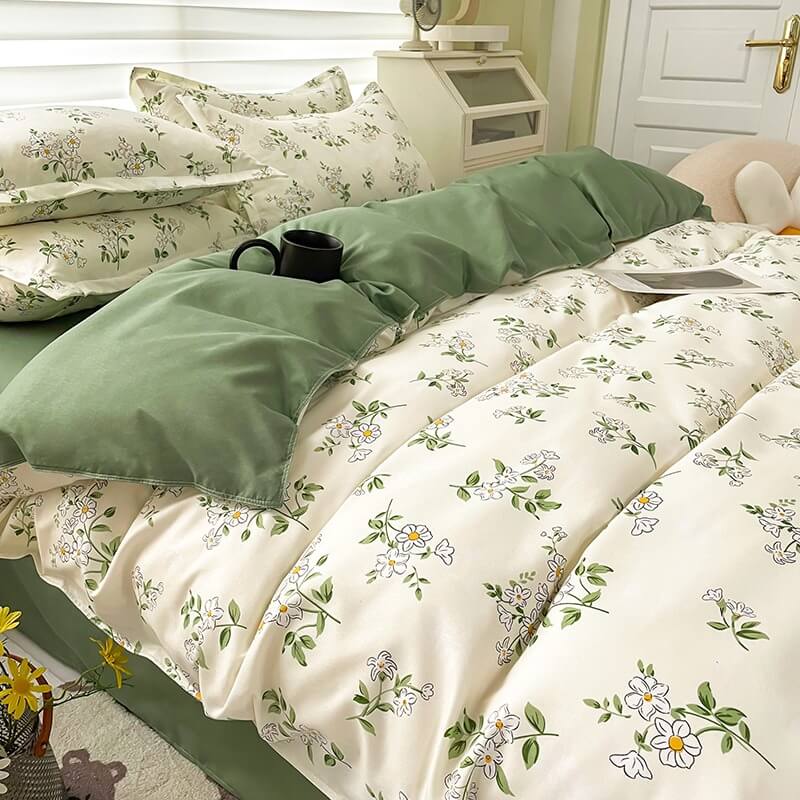 Vintage Chamomile Flower Bedding Set | Vintage Aesthetic Bedding - roomtery