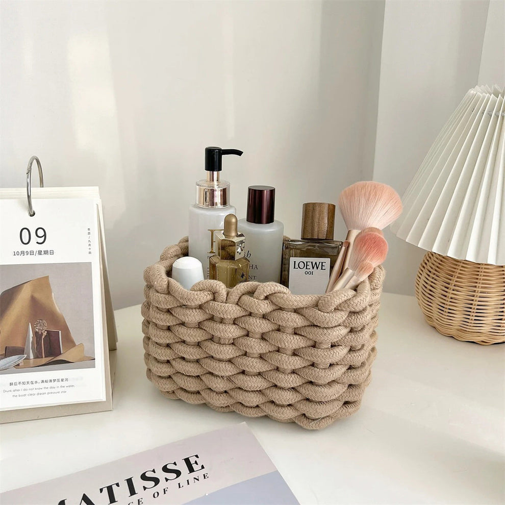 Cotton Rope Woven Desk Storage Basket Shop Online on roomtery