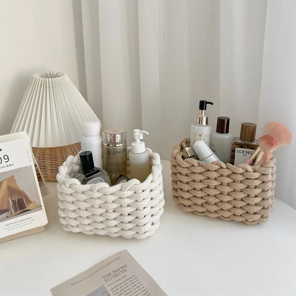 Cotton Rope Woven Desk Storage Basket Shop Online on roomtery