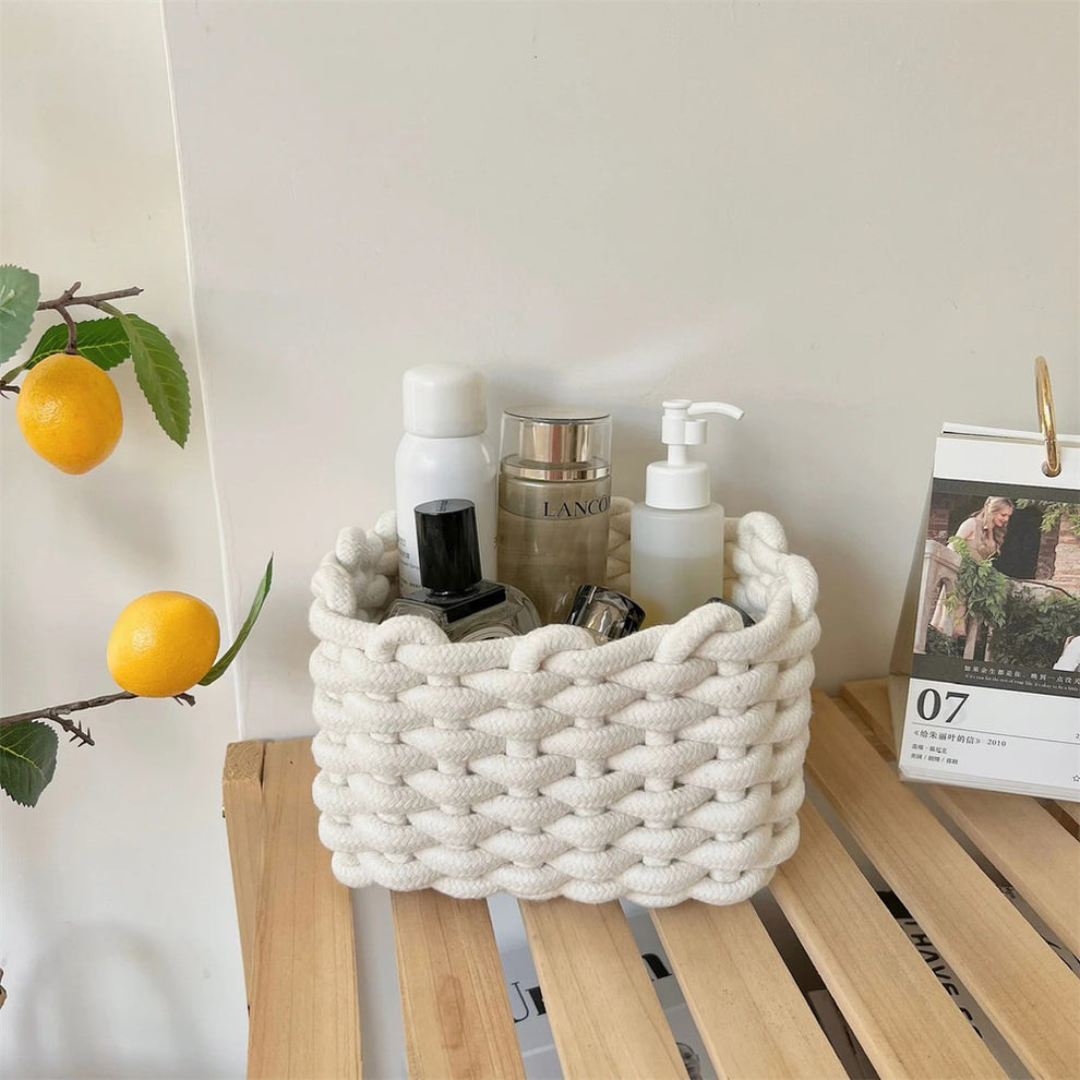 Cotton Rope Woven Desk Storage Basket Shop Online on roomtery