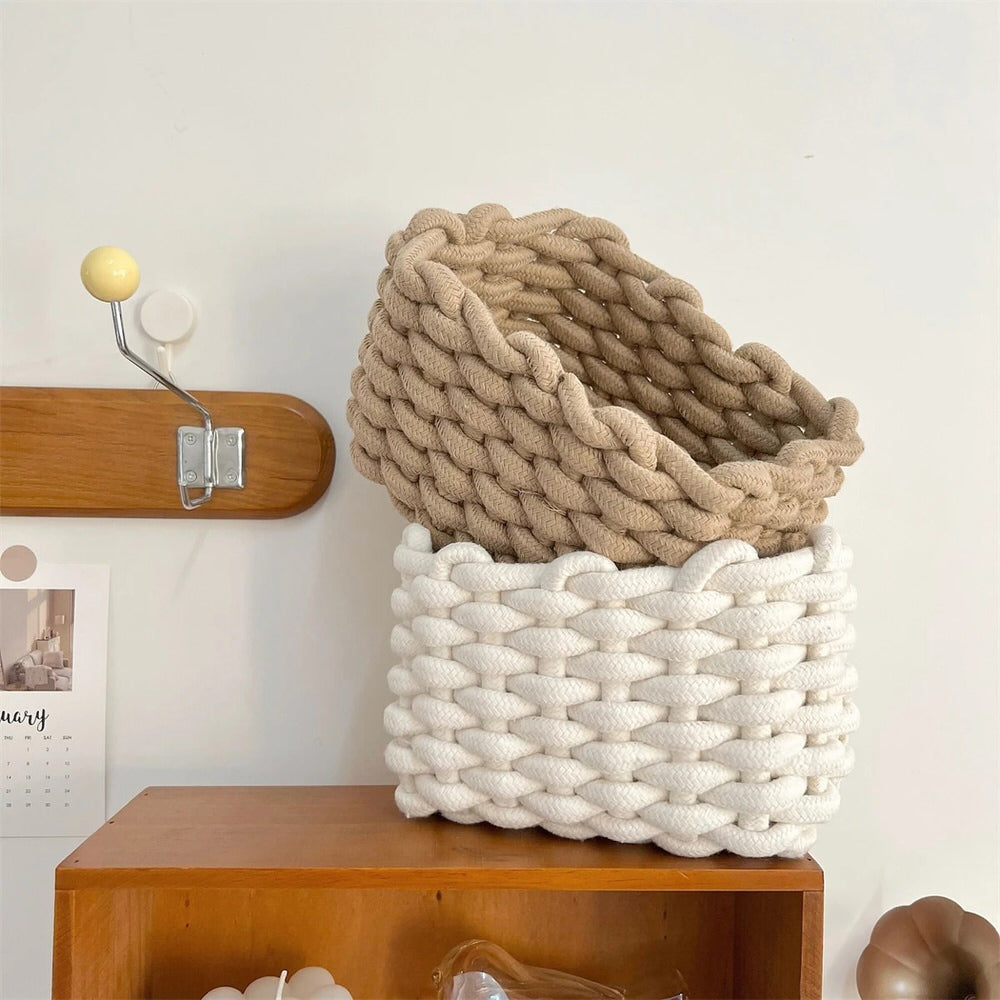 Cotton Rope Woven Desk Storage Basket - Shop Online on roomtery