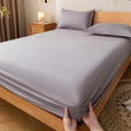 simple solid color cotton fitted sheet for aesthetic bedding setup 