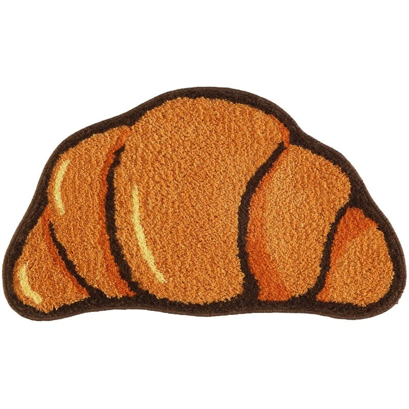 cute aesthetic kawaii croissant shaped tufted accent rug roomtery
