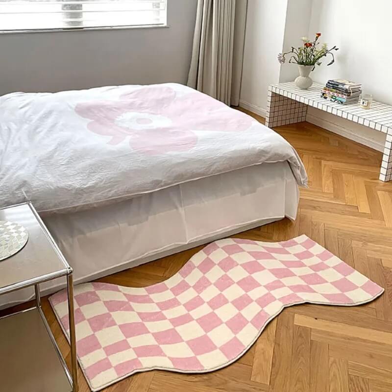 Curvy Edge Pastel Checker Rug - Shop Online on roomtery