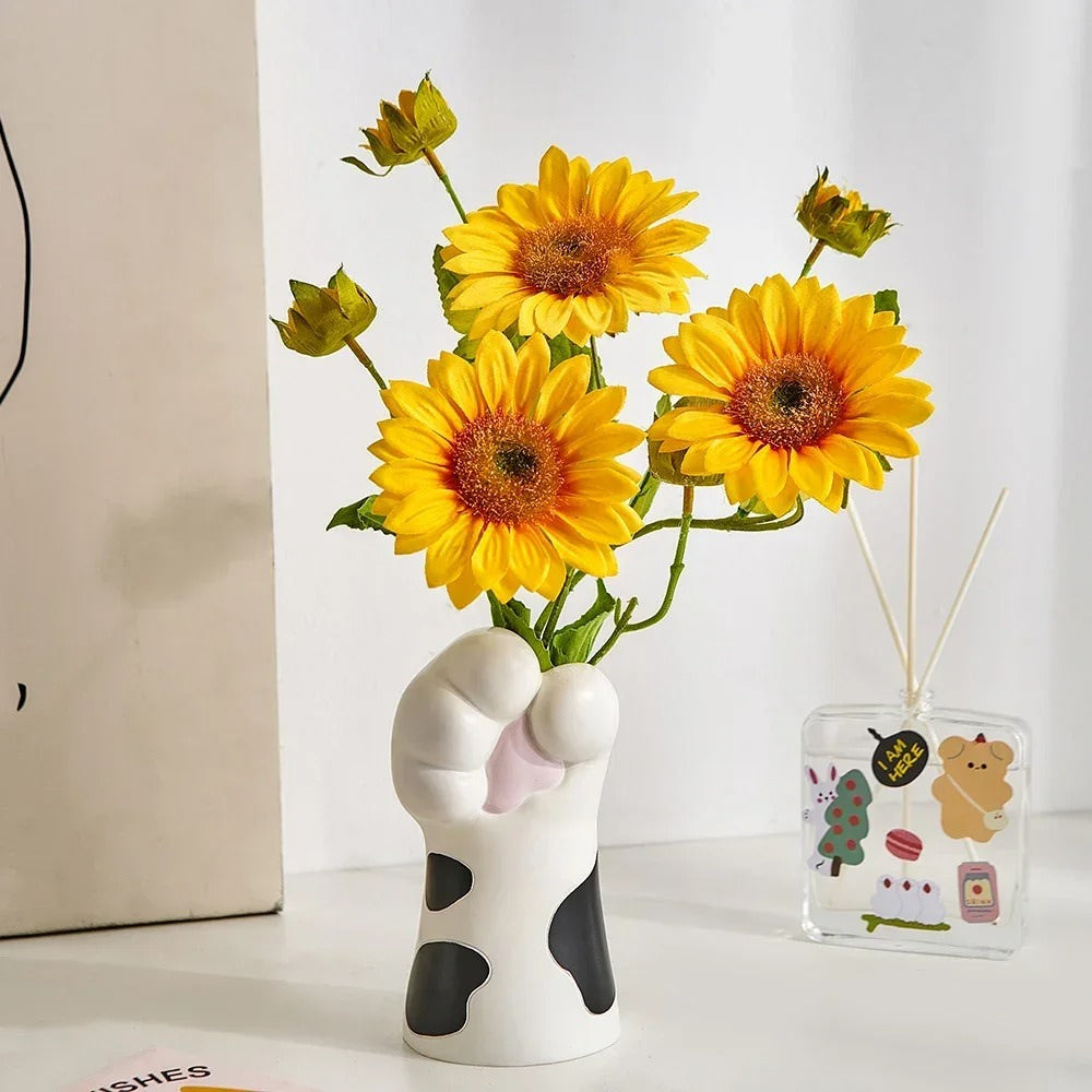 cute cat pow shaped tabletop ceramic vase for flowers roomtery aesthetic room decor