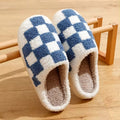 cute plush and aesthetic checkered print house slippers