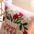 bright and colorful cushion cover throw pillow with embroidered flowers aesthetic room decor roomtery