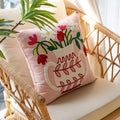 bright and colorful cushion cover throw pillow with embroidered flowers aesthetic room decor roomtery