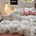 cute girlu bows pattern print light pink aesthetic bedding duvet cover set roomtery