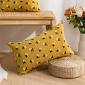 cute little embroidered daisy flower cotton decorative cushion cover roomtery