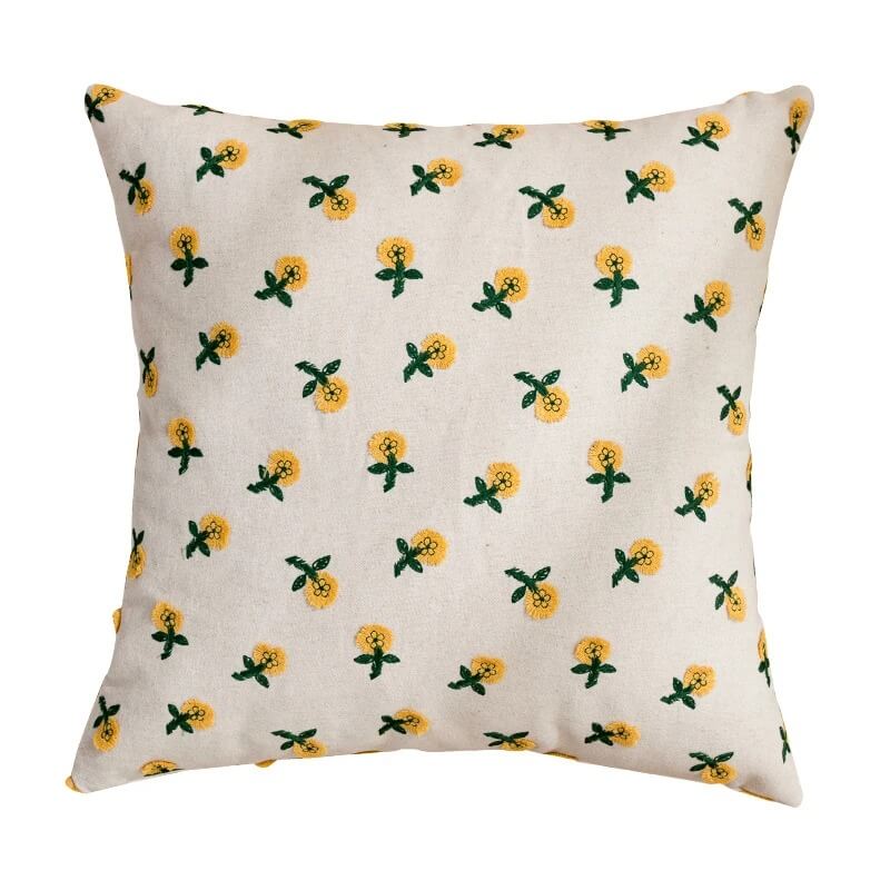 Cute Embroidered Flowers Cushion Cover Shop Online on roomtery