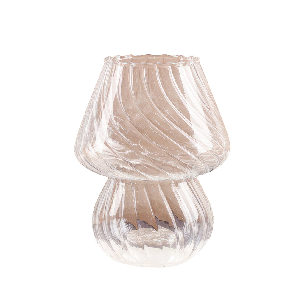 cute aesthetic mushroom shaped striped glass vase and candle holder