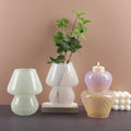 cute aesthetic mushroom shaped striped glass vase and candle holder