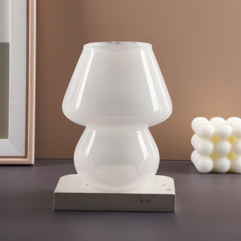 cute aesthetic mushroom shaped plain glass vase and candle holder