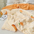 cute orange cartoon print quilt blanket kidcore aesthetic bedroom decor roomtery