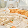 cute orange cartoon print quilt blanket kidcore aesthetic bedroom decor roomtery