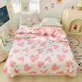 cute pink hearts print quilt blanket kidcore aesthetic bedroom decor roomtery