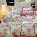 cute pastel pink roses and bows pattern print aesthetic bedding duvet cover set