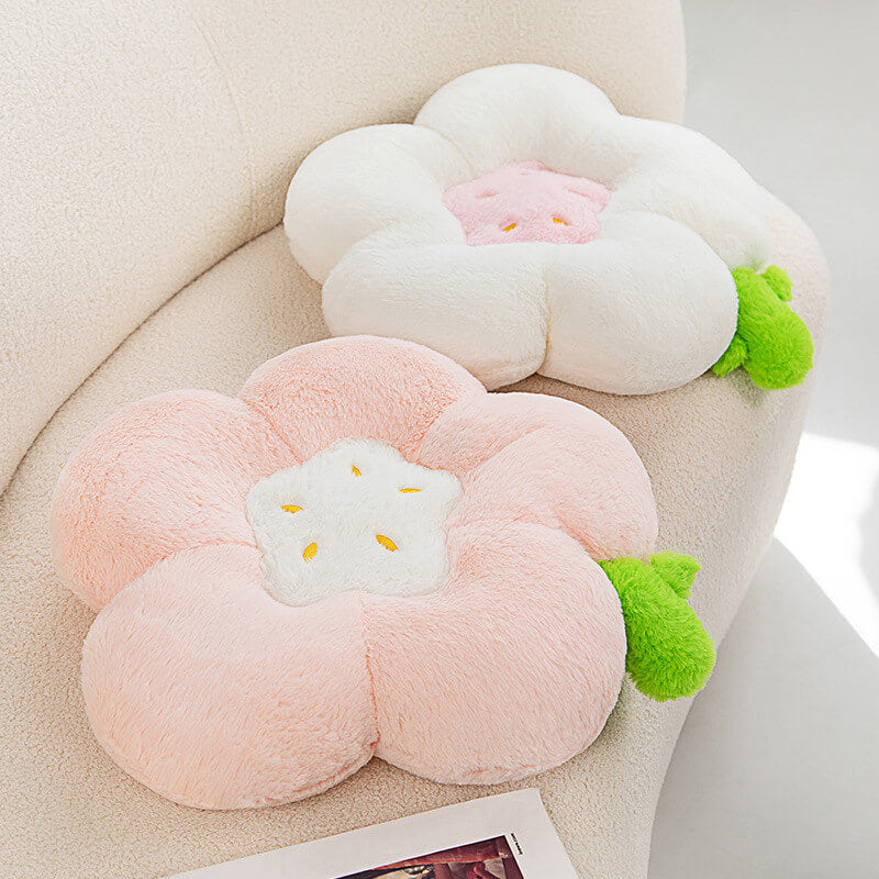 cute cherry flower plush throw pillow roomtery