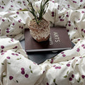 cute purple cherries print pattern duvet cover and pillowcase with purple bedsheets bedding set