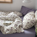 cute purple cherries print pattern duvet cover and pillowcase with purple bedsheets bedding set