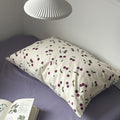 cute purple cherries print pattern duvet cover and pillowcase with purple bedsheets bedding set