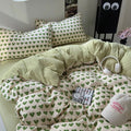 cute sage green little hearts pattern print bedding duvet cover set roomtery