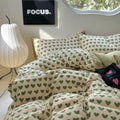 cute sage green little hearts pattern print bedding duvet cover set roomtery