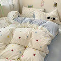 kawaii colorful stars pattern print cute bedding set in light blue and creamy shades