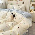 kawaii colorful stars pattern print cute bedding set in light blue and creamy shades