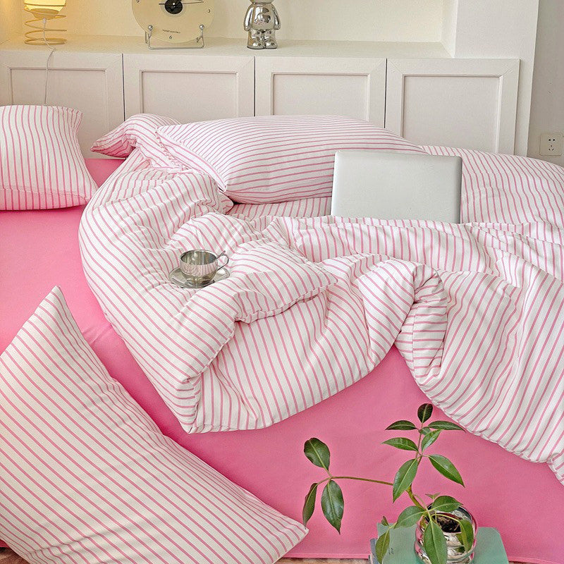 Cozy Striped Bedding Set Minimalist Aesthetic Bedding roomtery